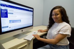 Teen using computer