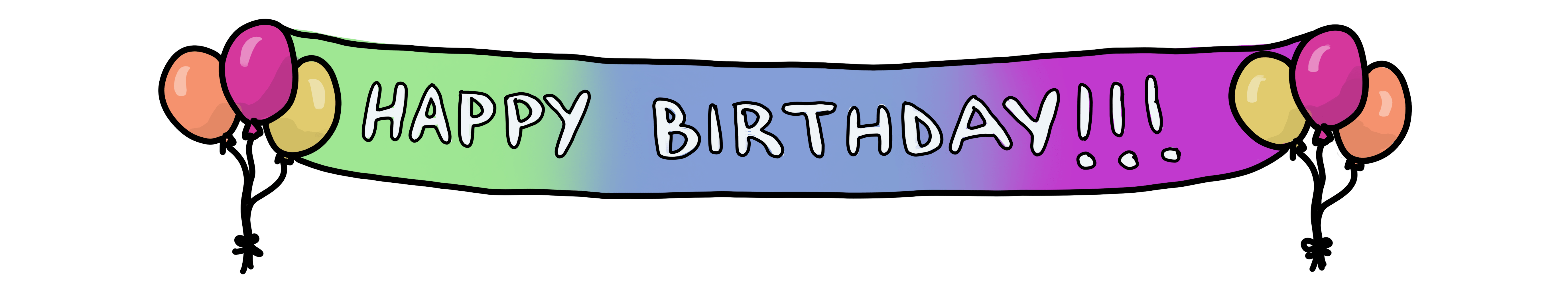 Banner with balloons that reads Happy Birthday