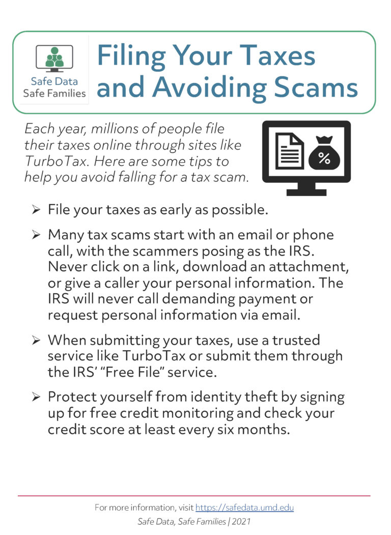 Filing Your Taxes and Avoiding Scams - Safe Data | Safe Families